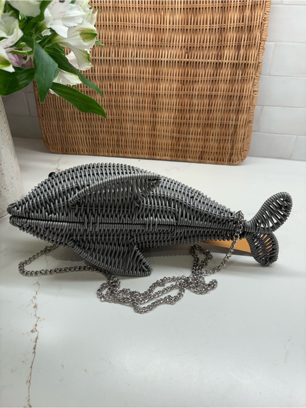 Gray Woven Dolphin Crossbody Bag 
Tommy Bahama Viral 🐬 - Picture 11 of 11